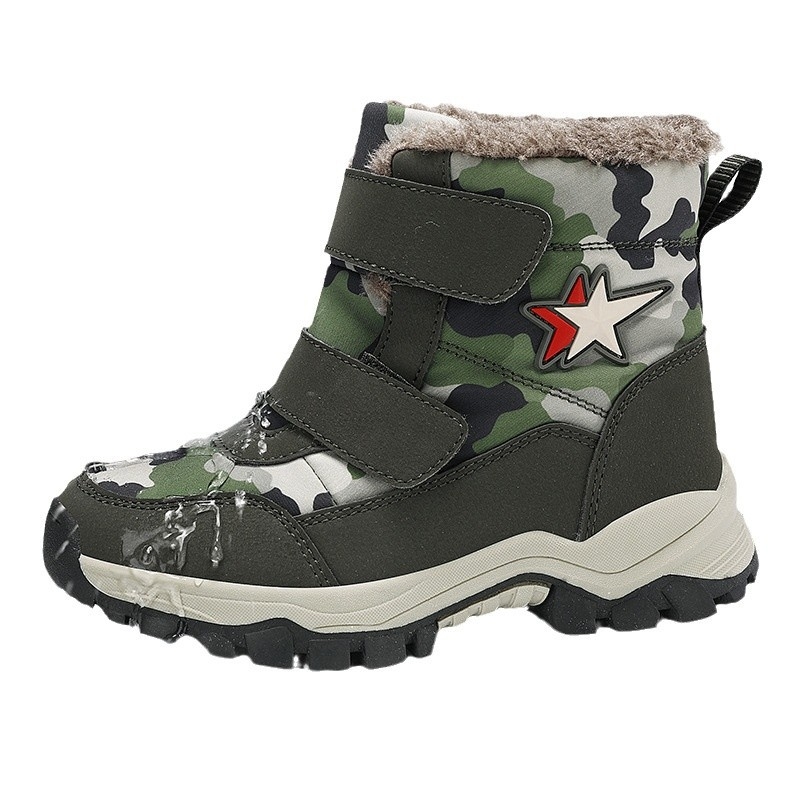 Vaikiški medvilniniai batai su kamufliažu, žieminiai, aukštakulniai, medvilniniai, dideli, berniukiški, su vilnos pamušalu, stori, sniego batai, urmu