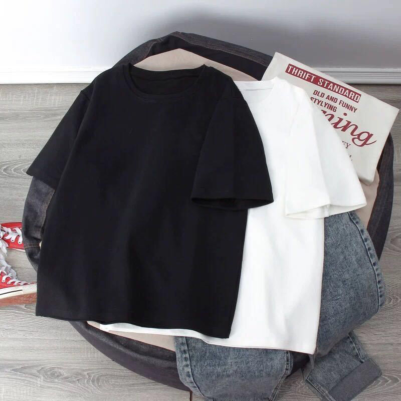 Детска тениска с къс ръкав от 100% памук, едноцветна, лято 2023, нова корейска стилна свободна тениска с дълъг ръкав, модна