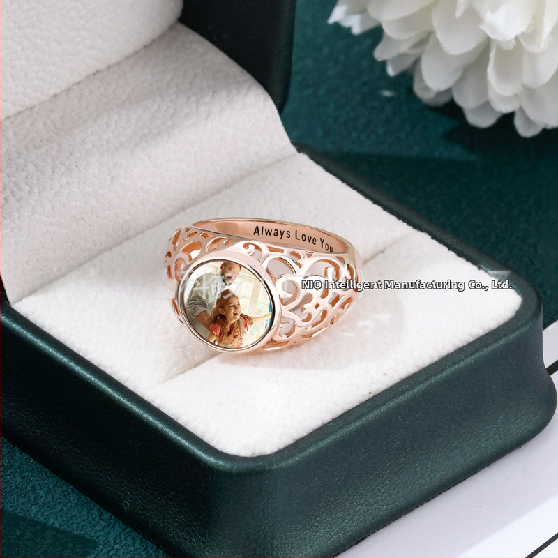 Personalizovaný strieborný prsteň s retro fotografiou S925, prispôsobený cezhraničný európsky a americký horúci predaj luxusných šperkov pre ženy.
