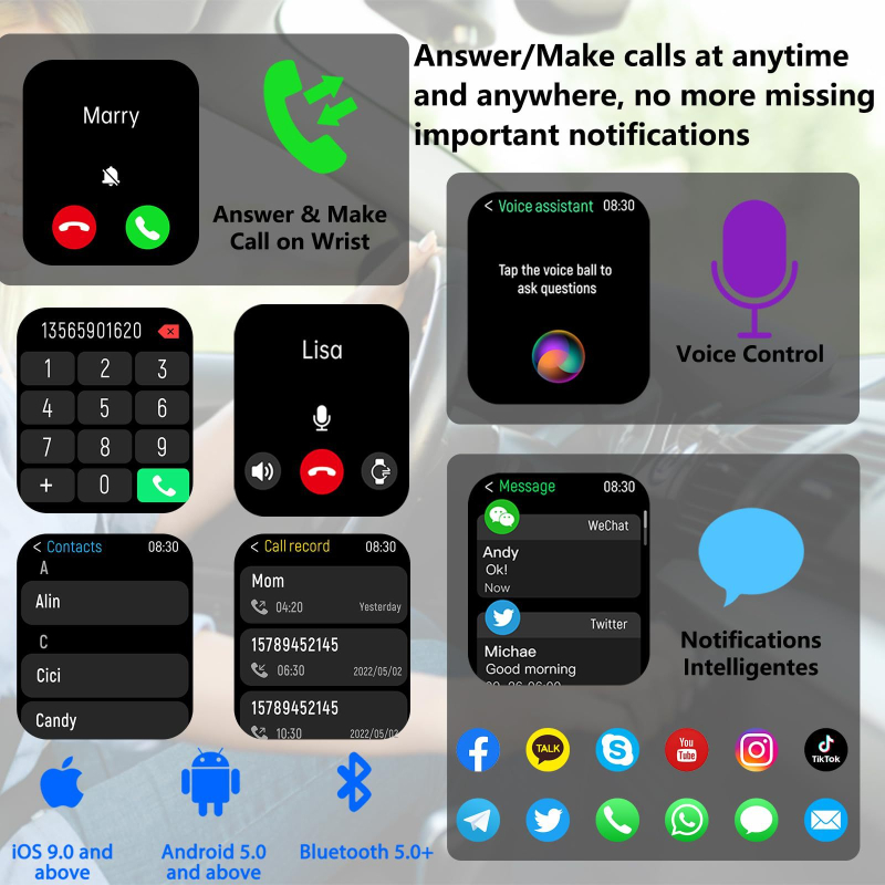 Užsienio prekybos karšto pardavimo madingas išmanusis laikrodis vyrams ir moterims „Bluetooth“ skambučiams, širdies ritmo, miego, sveikatos stebėjimo, mankštos laikrodis