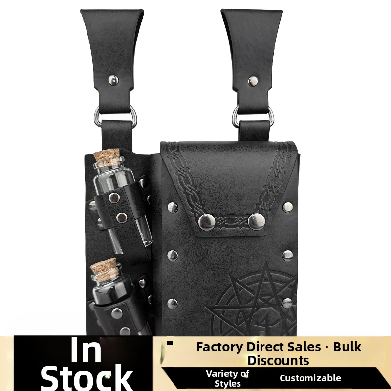 Viduslaiku alķīmijas slīpā dubultā pudeles soma Ziemeļvalstu vikingu stila vintage COSPLAY aksesuāri Amazon TEMU Cross Border
