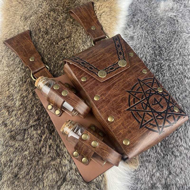 Viduslaiku alķīmijas slīpā dubultā pudeles soma Ziemeļvalstu vikingu stila vintage COSPLAY aksesuāri Amazon TEMU Cross Border