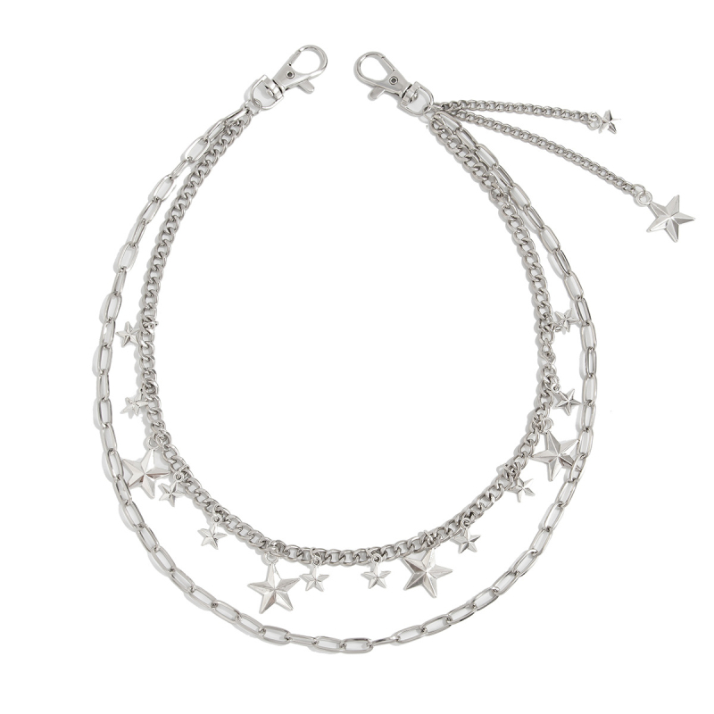 Европейски и американски нишови висулки с петолъчна звезда, верижки за панталони за мъже, висок клас метални висящи верижки, трансгранични, горещо продавани мъжки дънки, аксесоари