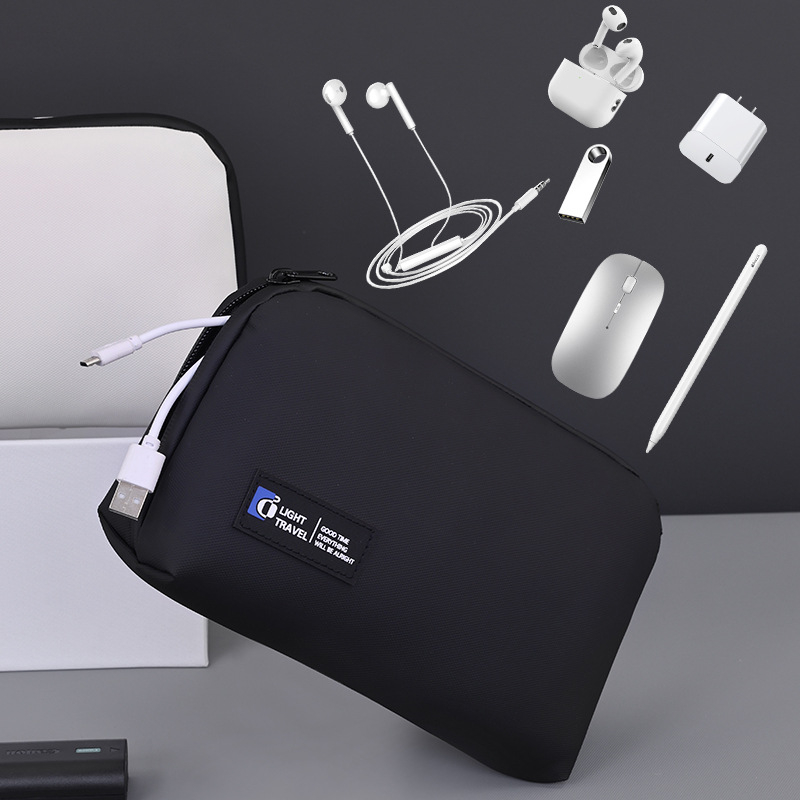 Чанта за съхранение на кабел за данни от кожа от серия Elite, чанта за мишка, слушалки, цифрови аксесоари, чанта за пътуване