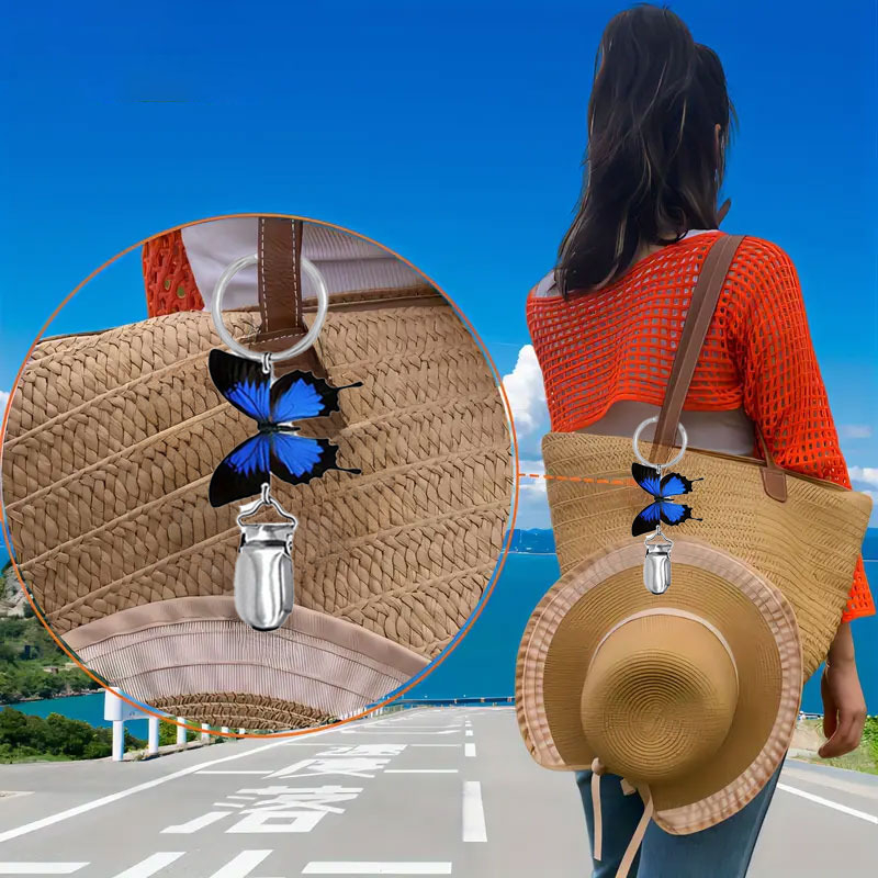 Акрилна многофункционална щипка за шапка с принт на цвете с пеперуда, празничен стил, декорация на чанта, висулка, трансгранична доставка