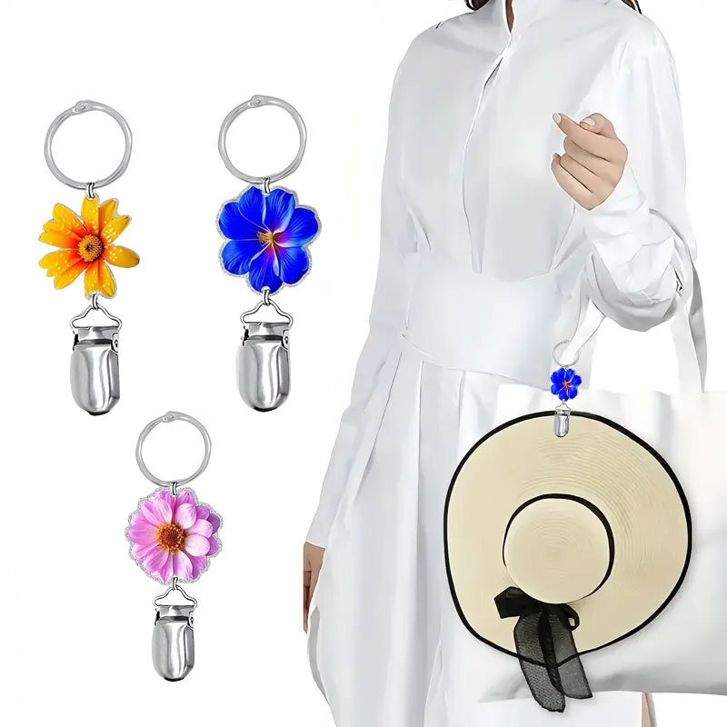 Акрилна многофункционална щипка за шапка с принт на цвете с пеперуда, празничен стил, декорация на чанта, висулка, трансгранична доставка