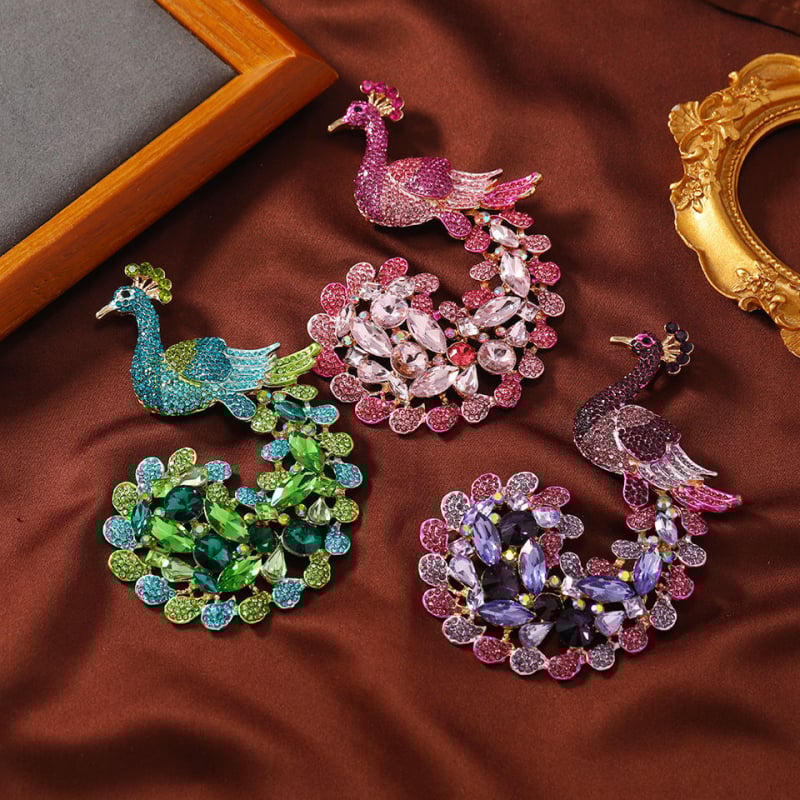 Broșă retro mare de păun cu cristal, pentru industrie grea, elegantă, la modă, Joker, cu animale, corsaj, costum, accesorii, en-gros