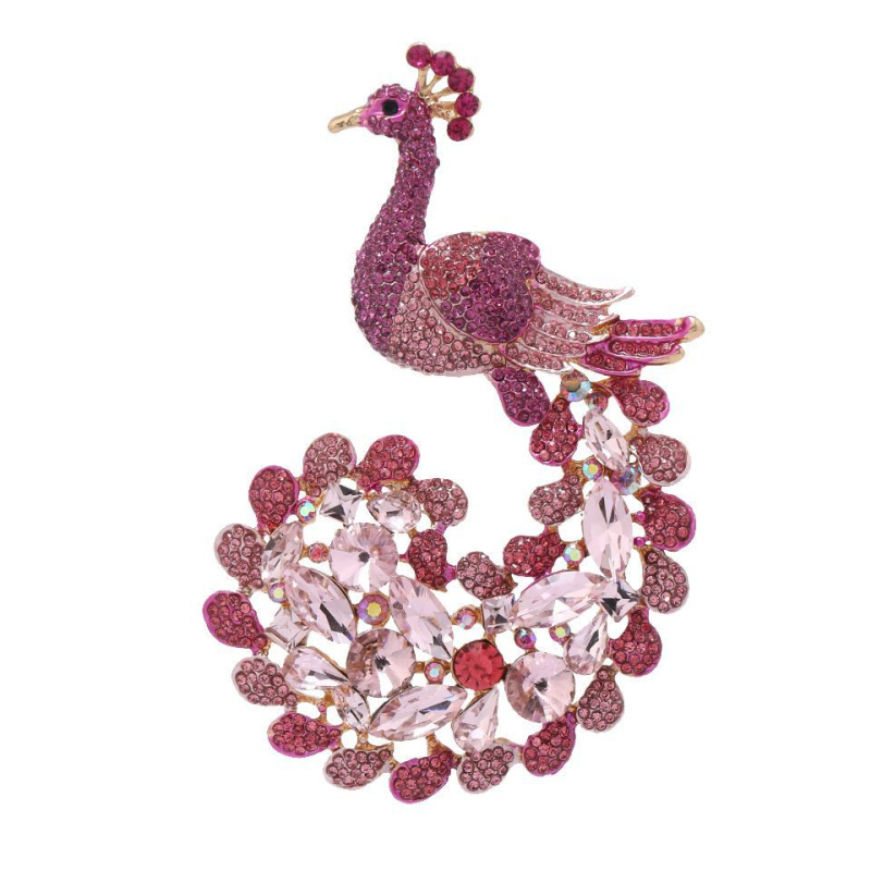 Тежка промишленост ретро голяма кристална паунова брошка елегантна мода Жокер животински корсаж костюм палто аксесоари на едро