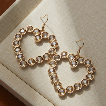 Ευρωπαϊκή και αμερικανική δημιουργική μόδα σκουλαρίκια καρδιά με διαμάντια κομμένα σε σχήμα καρδιάς, υψηλής ποιότητας σκουλαρίκια Exaggerated, γυναικεία μποέμ σκουλαρίκια