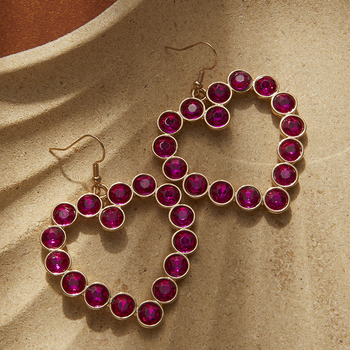 Ευρωπαϊκή και αμερικανική δημιουργική μόδα σκουλαρίκια καρδιά με διαμάντια κομμένα σε σχήμα καρδιάς, υψηλής ποιότητας σκουλαρίκια Exaggerated, γυναικεία μποέμ σκουλαρίκια