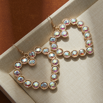 Ευρωπαϊκή και αμερικανική δημιουργική μόδα σκουλαρίκια καρδιά με διαμάντια κομμένα σε σχήμα καρδιάς, υψηλής ποιότητας σκουλαρίκια Exaggerated, γυναικεία μποέμ σκουλαρίκια