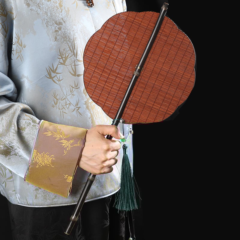 Evantai rotund din mătase de bambus lucrat manual, evantai din bambus, stil chinezesc, evantai rotund din bambus, evantai Hanfu, evantai rotund pliabil portabil, evantai din PU