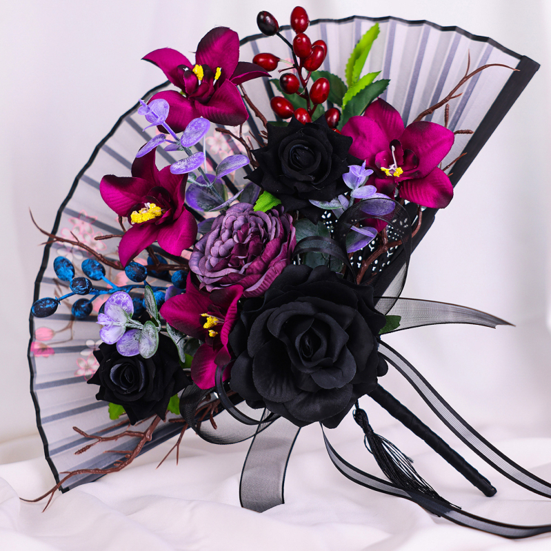 Нови китайски стил копринени цветя ретро ръчни сгъваеми ветрила аксесоари античен портрет пътуване снимка покриваща ръчно изработени групови ветрила аксесоари