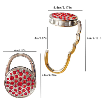 Στρογγυλό εξωτερικό πλήρες γάντζο τσάντας με πτυσσόμενο γάντζο, θήκη για τσάντα γραφείου, γάντζο για γυναικεία τσάντα, φορητό γάντζο