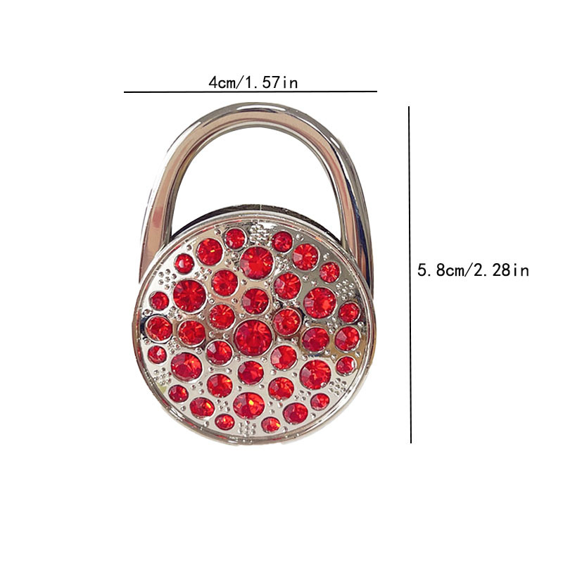 Кръгла външна сгъваема кука за чанта с пълен диамант, държач за чанта за съхранение на плот, дамска чанта, кука за чанта, преносима кука