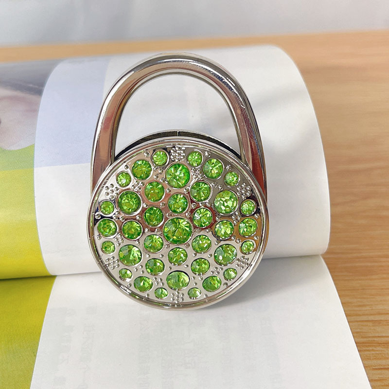 Кръгла външна сгъваема кука за чанта с пълен диамант, държач за чанта за съхранение на плот, дамска чанта, кука за чанта, преносима кука