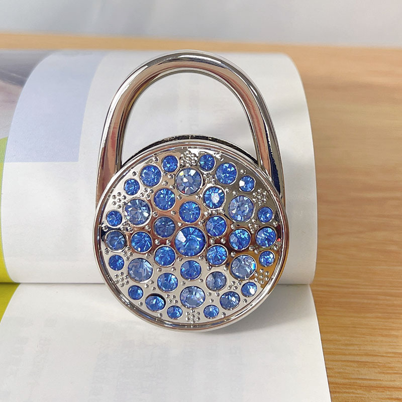 Кръгла външна сгъваема кука за чанта с пълен диамант, държач за чанта за съхранение на плот, дамска чанта, кука за чанта, преносима кука