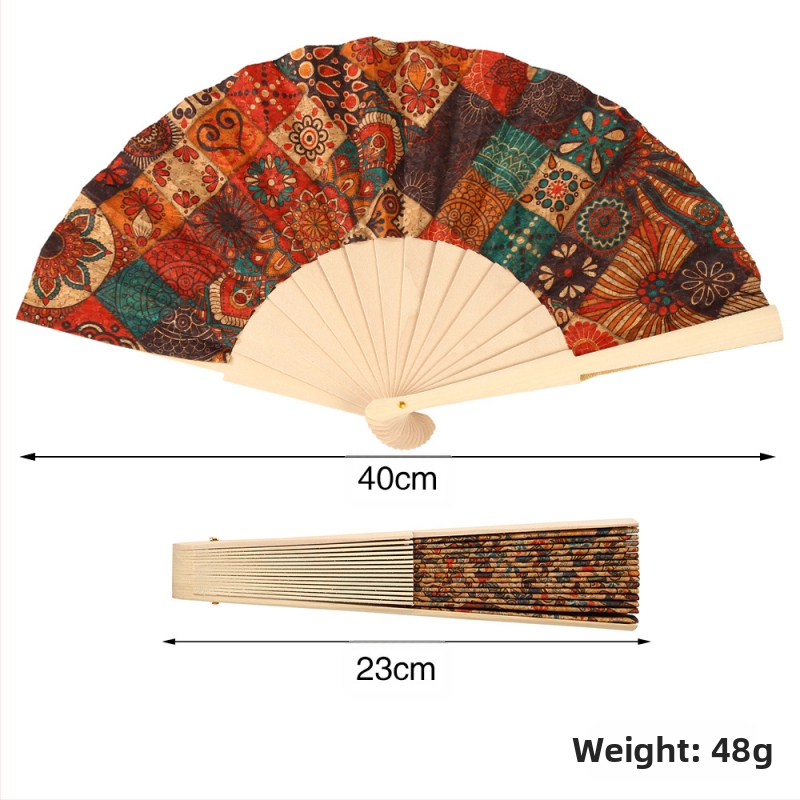 Nový ventilátor v klasickom čínskom štýle s potlačou drevených zrn, prenosný Hanfu doplnok, skladací ventilátor s drevenou rukoväťou, národný trend, retro skladací ventilátor