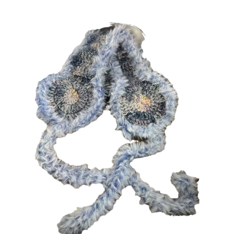 Плетени вълнени наушници за жени, зимни, пухкави, с връзки, удебелени, топли, незамръзващи, наушници за ученици