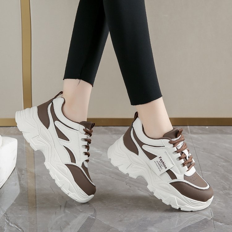 Спортни обувки за жени, пролетни нови обувки с дебела подметка и връзки, ежедневни обувки, модни стари обувки