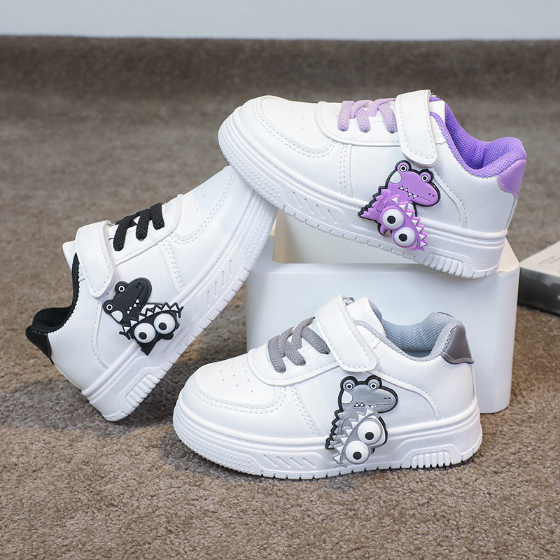 Meiteņu korejiešu stila apavi 2024. gada pavasarim un rudenim Jauni bērnu ikdienas zema augšdaļas dēļu apavi Baltas kurpes Ūdensizturīgi zēnu vienas kārtas apavi