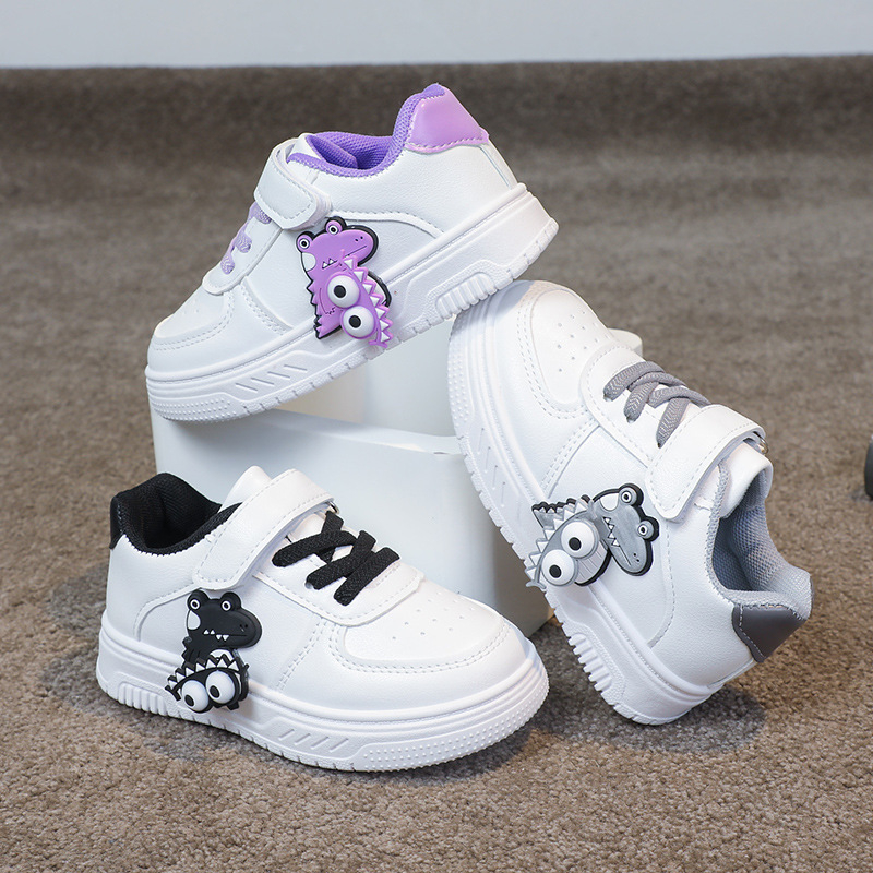 Meiteņu korejiešu stila apavi 2024. gada pavasarim un rudenim Jauni bērnu ikdienas zema augšdaļas dēļu apavi Baltas kurpes Ūdensizturīgi zēnu vienas kārtas apavi