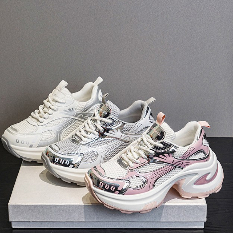 Дамски обувки за татко от естествена кожа, нови универсални обувки с дебела подметка на платформа, модерни спортни бели обувки с връзки