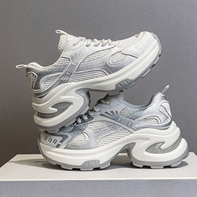 Дамски обувки за татко от естествена кожа, нови универсални обувки с дебела подметка на платформа, модерни спортни бели обувки с връзки