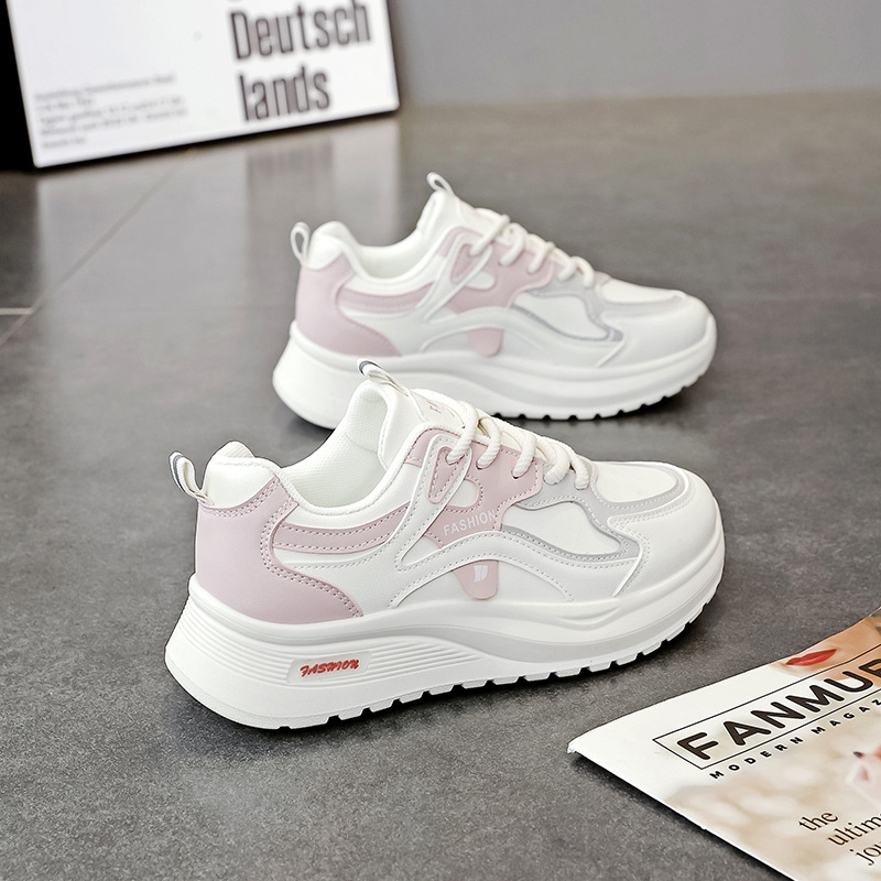 Balti bateliai studentėms, korėjietiško stiliaus sportbačiai, 2025 m. pavasario ir rudens nauji studentų itin lengvi bėgimo sportbačiai Q103-1