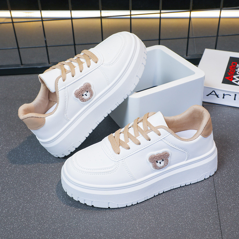 Пролетно-есенни нови дамски кожени ежедневни спортни бели обувки, водоустойчиви, ниски, с дебела подметка, маратонки, студентски, равни