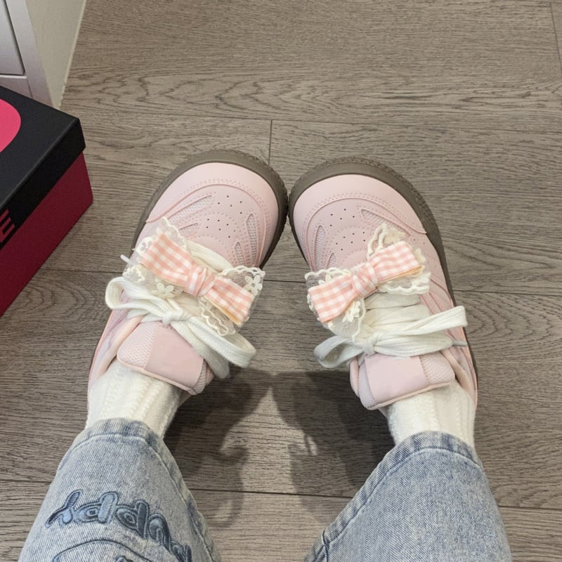 2024 Bow German Training Double-Mesh Sneakers pentru femei, urâte și drăguțe, vară și toamnă, nouă și elegantă, stil coreean, sport, Forrest Gump, alb