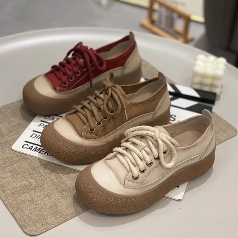 Guyun Pantofi cu un singur strat retro roșii cu talpă groasă pentru femei 2024 Toamna nou Pantofi cu cap mare urâți drăguți pentru femei Pantofi albi pantofi casual pentru bord