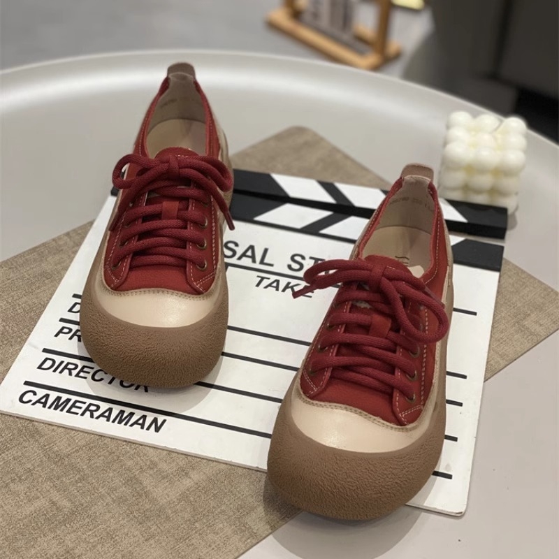 Guyun, есенни червени еднослойни обувки с дебела подметка, дамски, 2024 г., нови, големи, грозни, сладки, дамски обувки, бели обувки, ежедневни, бордови обувки
