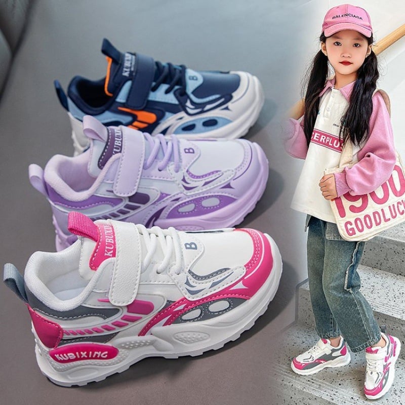 Pantofi sport pentru fete, cu velcro, din plasă, albi, pentru studenți, pantofi de alergare ușori și respirabili, 2024