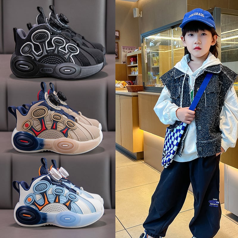 Pantofi sport pentru copii 2024 Primăvara și toamna, noi, cu fund moale, ușor, antiderapant, cu nasturi rotativi, pantofi casual cu un singur strat, pentru copii mari