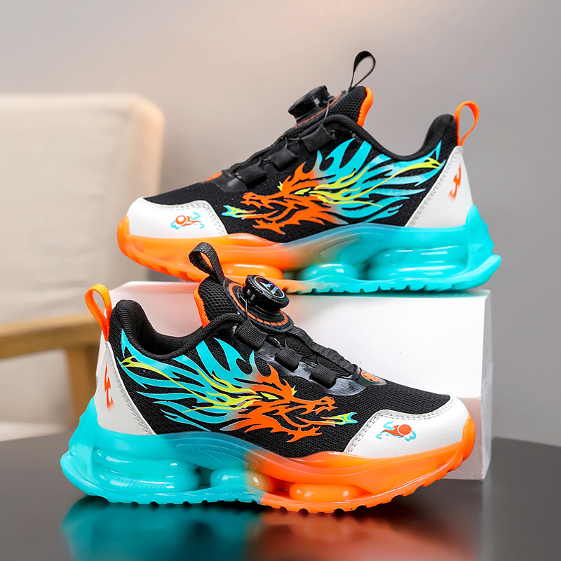 Детски спортни обувки 2025 Пролет и есен Нови мрежести дишащи средни и големи детски ежедневни обувки за бягане за момчета, неплъзгащи се момчешки обувки