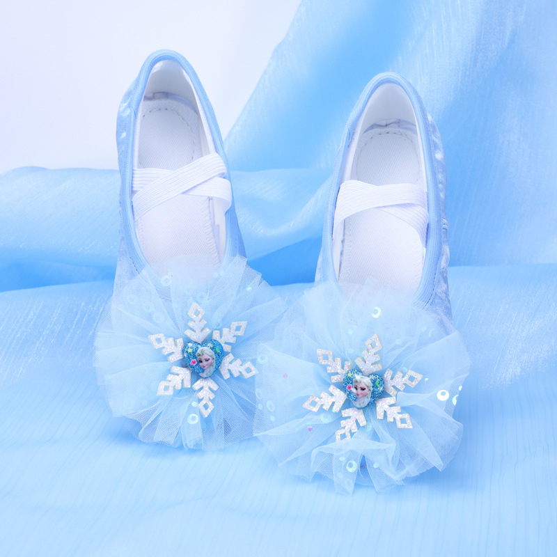 Pantofi de dans pentru fete, balet, cu talpă moale, prințesa Elsa, pentru antrenament feminin, pantofi de dans cu gheare de pisică, 8008
