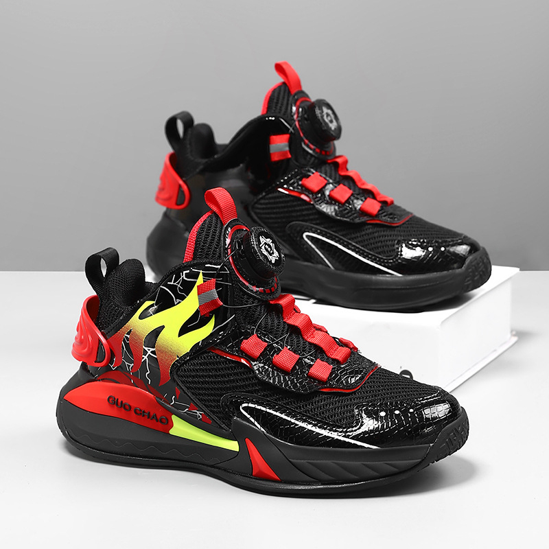 Детски баскетболни обувки, пролетни и летни, за момчета, нови, устойчиви на износване копчета, противоплъзгащи се, мрежести спортни обувки, момчета, ученически маратонки, партида