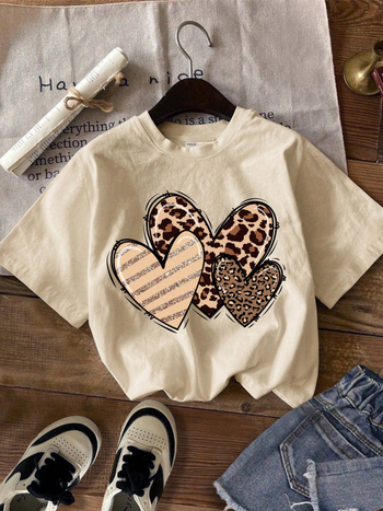 [Διασυνοριακός Ευρωπαϊκός Κώδικας] Ανδρικό Casual Κοντομάνικο T-shirt Ins Style με Καλοκαιρινό Love Heart Gesture Harajuku