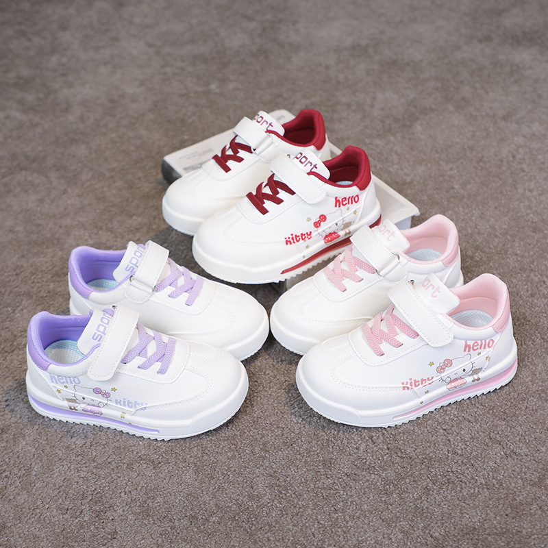 2025 Пролетни и есенни нови детски спортни обувки за момичета и момчета, кожени равни обувки с анимационни герои, ежедневни маратонки за средни и големи деца