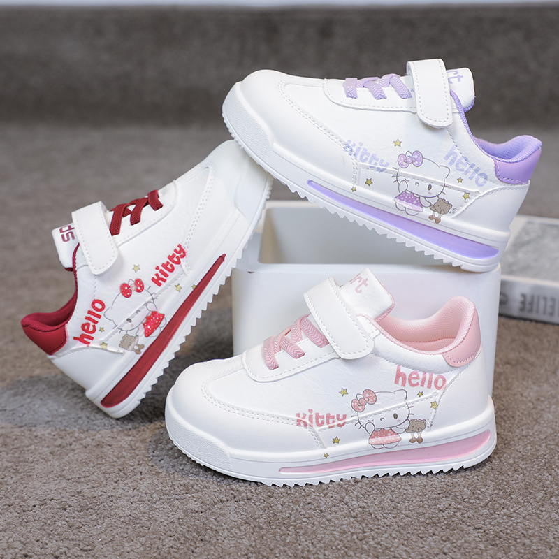 2025 Пролетни и есенни нови детски спортни обувки за момичета и момчета, кожени равни обувки с анимационни герои, ежедневни маратонки за средни и големи деца