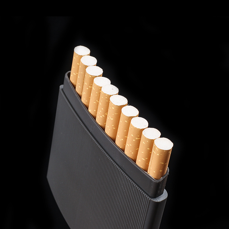 Кутия за цигари от неръждаема стомана за мъже, преносим държач за 10 цигари с метален стикер, слот за карти, кутия за съхранение с антипрегряване, други