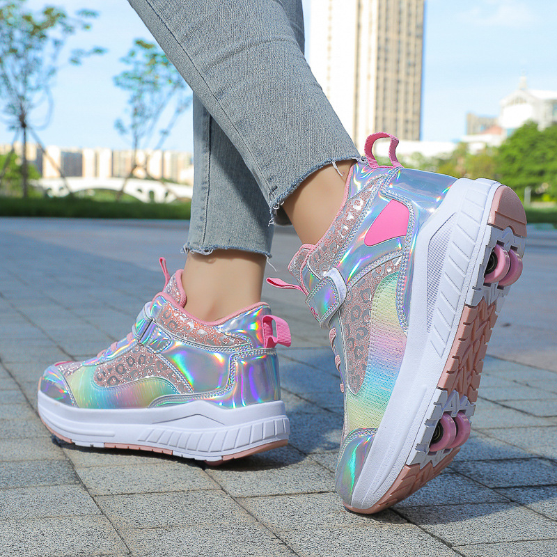 Jaunas heywalk kurpes ar četriem riteņiem, meiteņu skriemeļa kedām, skolēniem, ikdienas modes deformācijas slidošanas skrituļslidas kurpes pusaudžiem