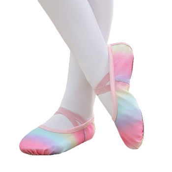 Bērnu deju apavi meitenēm baleta treniņu apavi ar mīkstu zoli bērnu ķīniešu priekšnesuma fliteriem varavīksnes gradienta kaķa nagu apavi