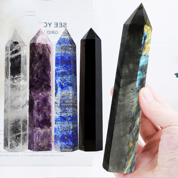 Dabīgais obsidiāns Lapis Lapis Lapis Liela kristāla kolonna Pulēta un attīrīta ģeometriskā enerģijas kolonna Mājas dekoratīvie galda rotājumi