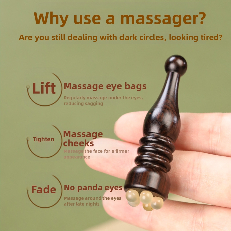 Сатенена пагода от розово дърво, малка лотосова масажна пръчка за очи, рог, масажор за лице, дърпане на сухожилия, инструмент за грижа за кожата с акупунктурни точки