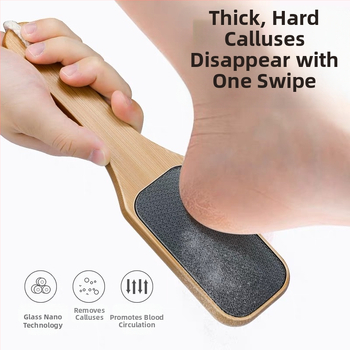 Puidust käepidemega nanoklaasist jalaviil surnud naha konnasilmade eemaldamiseks, pediküüriseade, küünenaha jalahõõrme jala lihvimiskivi