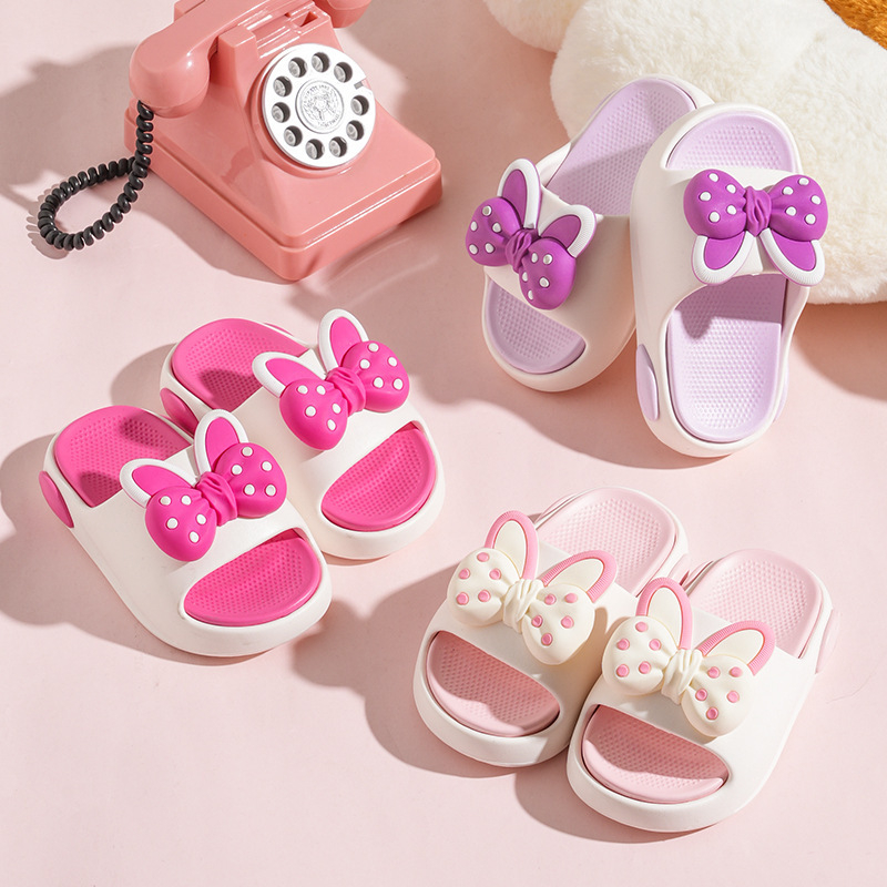 Vaikiškos šlepetės Eva Mažosios princesės mergaitėms Vasaros mieli viršutiniai drabužiai Kaspinėliai Basutės Didelis ir Vidutinis Vaikiškas minkštas dugnas Kambariams Mažas