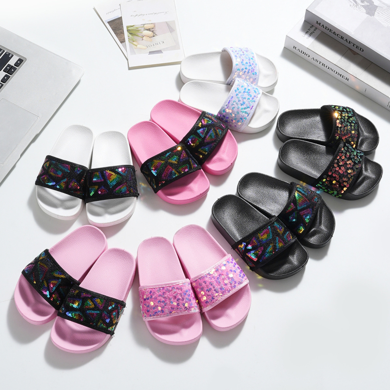 Mergaičių „Four Seasons“ basutės, vasarinės, nauji vaikiški batai, mažos mergaitės laisvalaikio šlepetės, minkšti dugnai, neslystantys, blizgučiais puošti paplūdimio bateliai