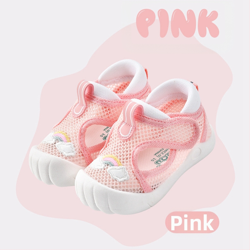 Bērnu sandales meitenēm, vasaras pastaigu apavi bērniem vecumā no 0-1-2-3 gadiem, zēnu neslīdoši mīkstas zoles sieta apavi, pēdu aizsardzība staigāšanas apguvei